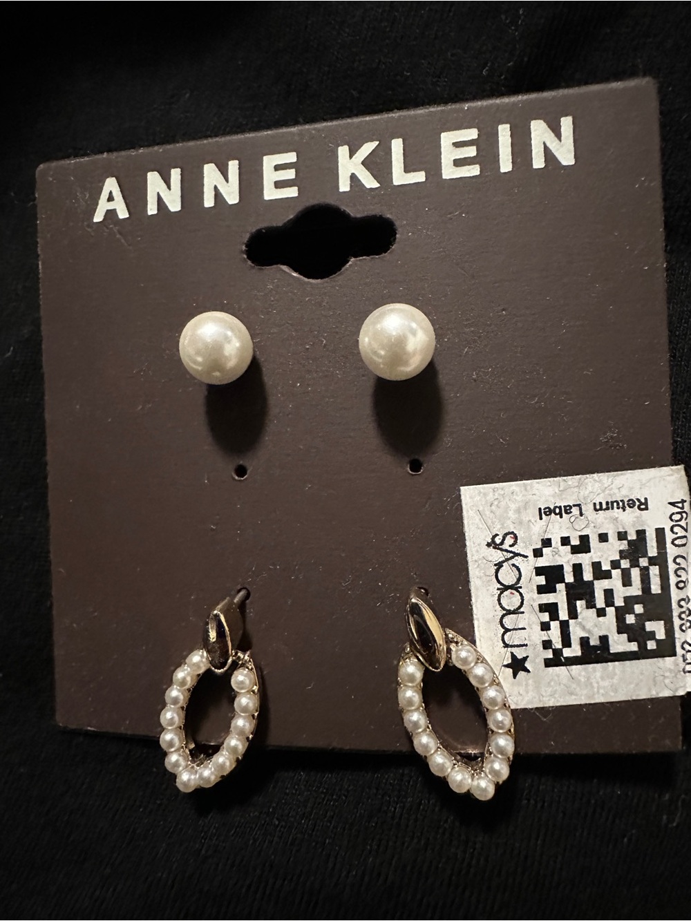 Anne Klein Gold-Tone Pearl Studs and Pearl Loop Drop Earrings